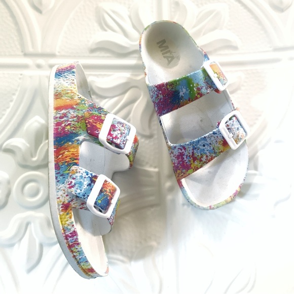 MIA Kids Little Jasmin-K Splatter Footbed Slide Sandal - Picture 1 of 8
